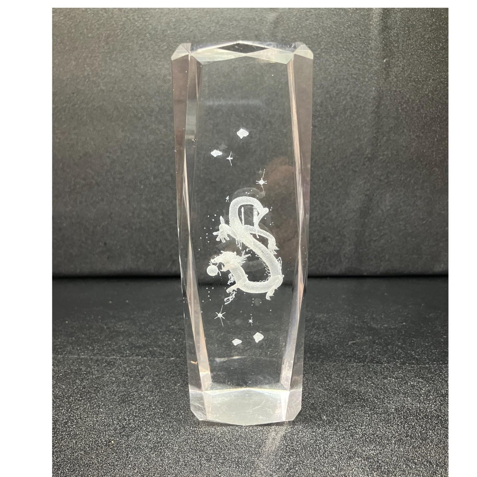 Laser-Etched 3D Dragon Crystal Paperweight, Fantasy Office Decor Glass Sculpture - Thumbnail 3