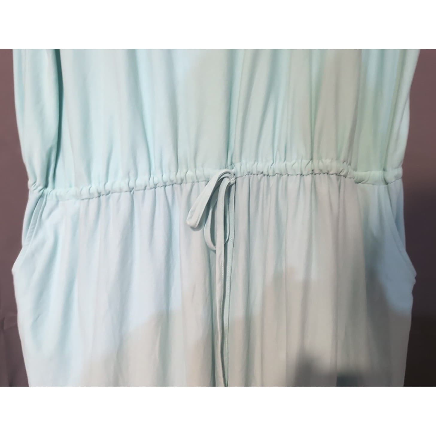 Just Be Mint Blue Short Sleeve Elastic Drawstring Waist Romper, Women's 2X - Thumbnail 6