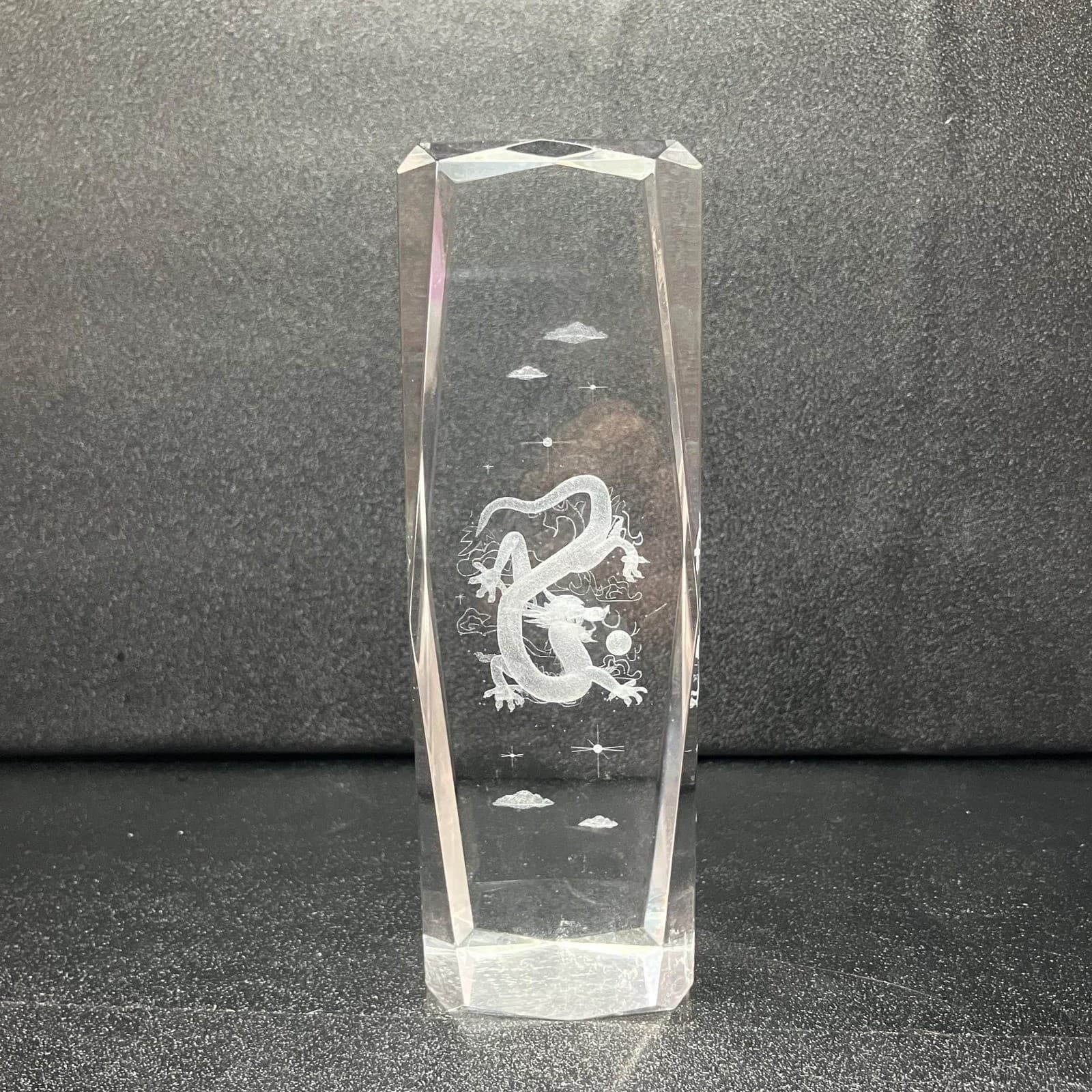 Laser-Etched 3D Dragon Crystal Paperweight, Fantasy Office Decor Glass Sculpture - Thumbnail 5