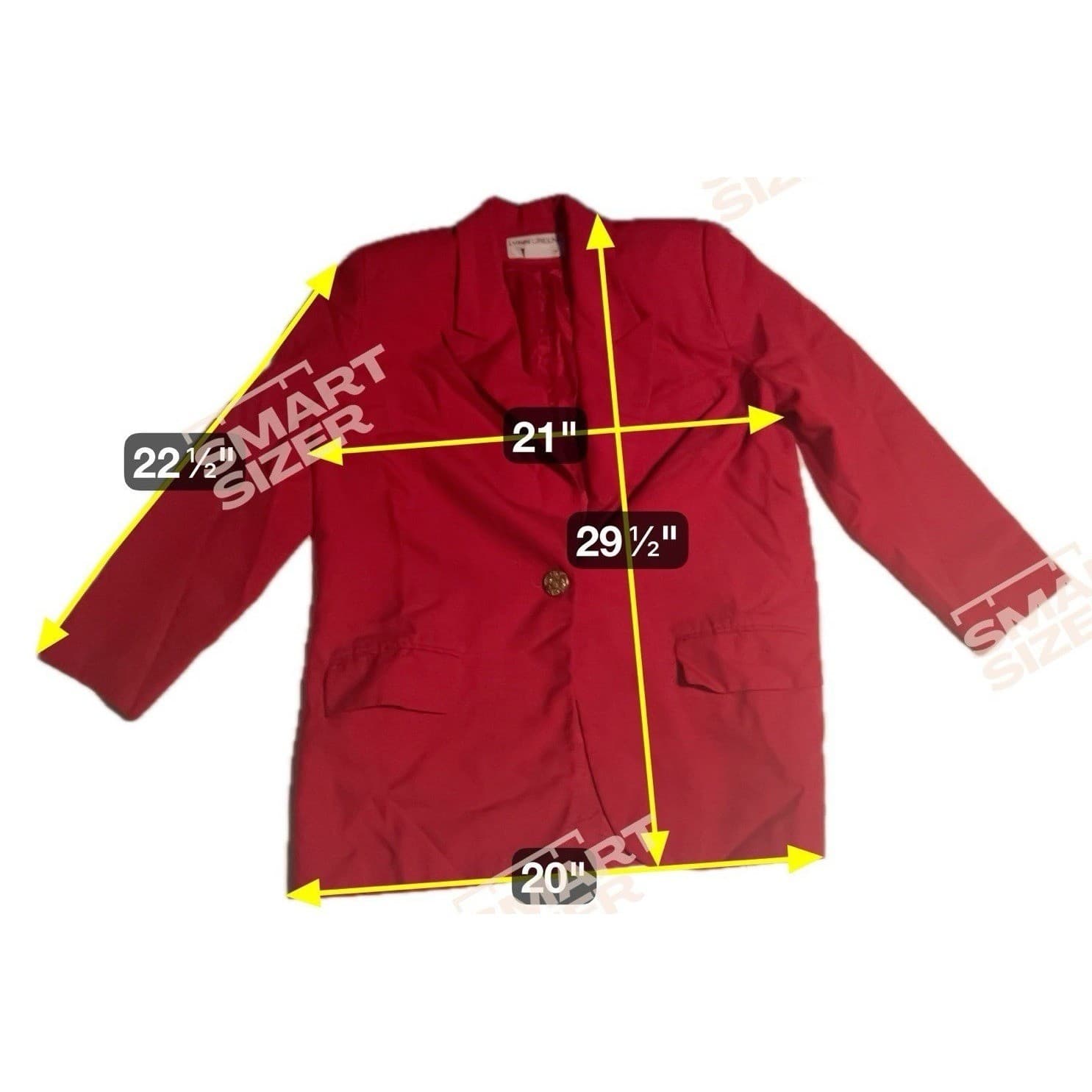 Lynn Greene Richard Neal Vintage Red Blazer, Gold Floral Button, Women's Size 12 - Thumbnail 2