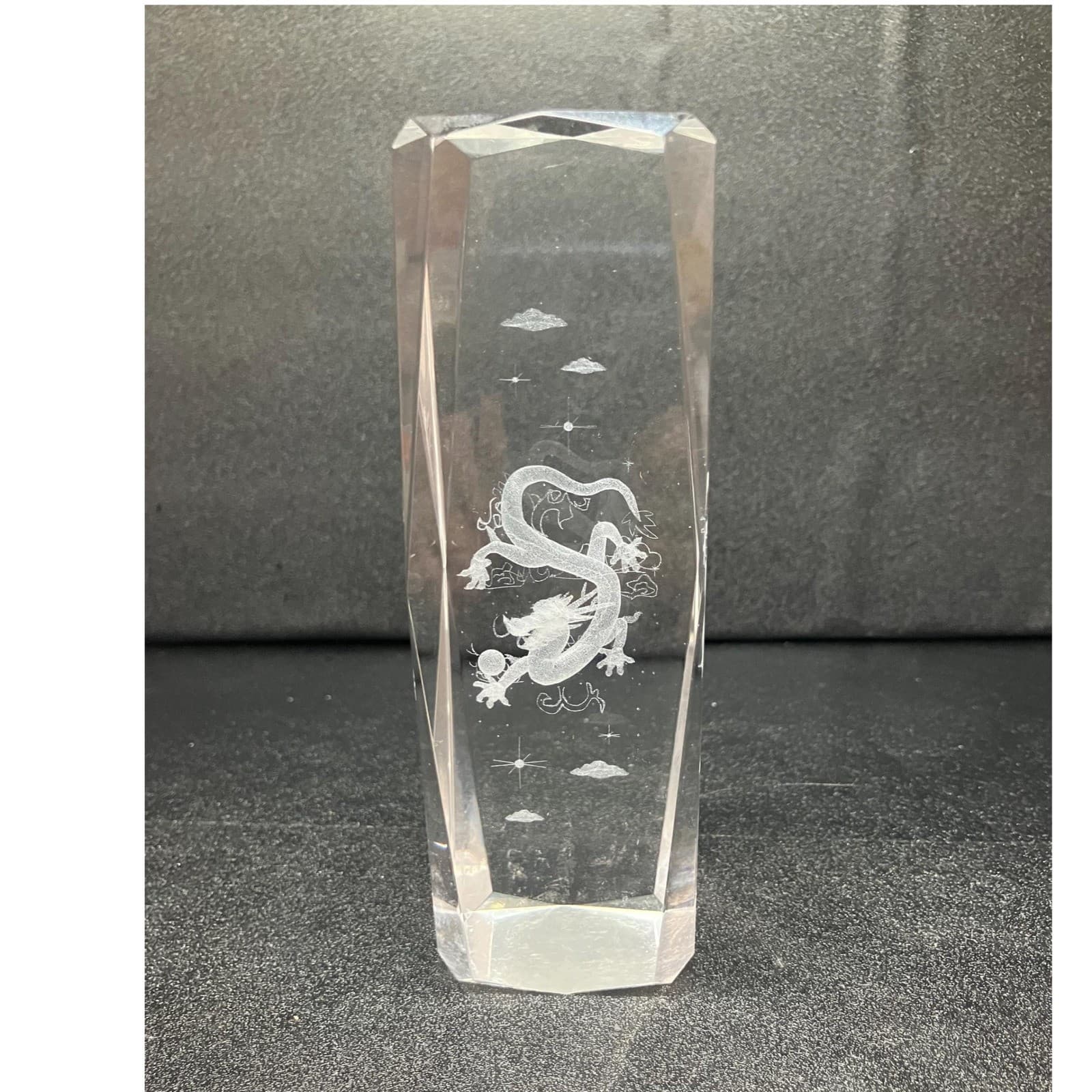 Laser-Etched 3D Dragon Crystal Paperweight, Fantasy Office Decor Glass Sculpture - Thumbnail 4