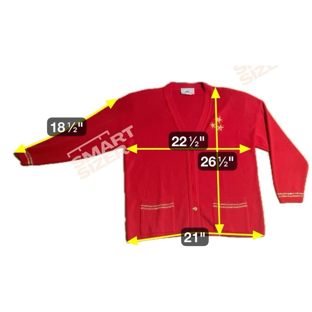 Bay Point Threads Red Star Embroidered Cardigan, Gold Buttons, Vtg Women's Large - Thumbnail 2