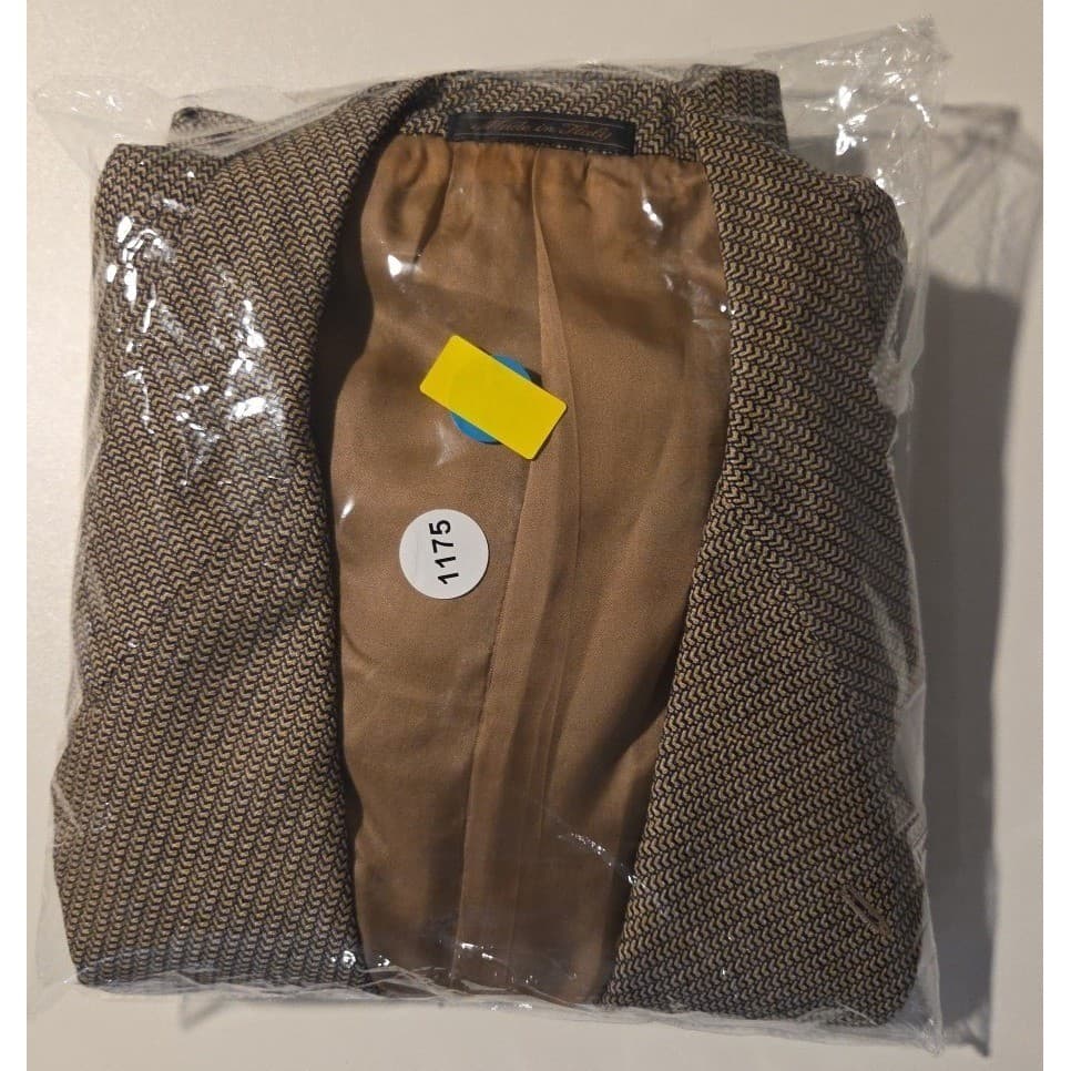 Linea Trussini Nuova Brown Micro Pattern Wool Blazer, Men's 40R Sport Coat - Thumbnail 11