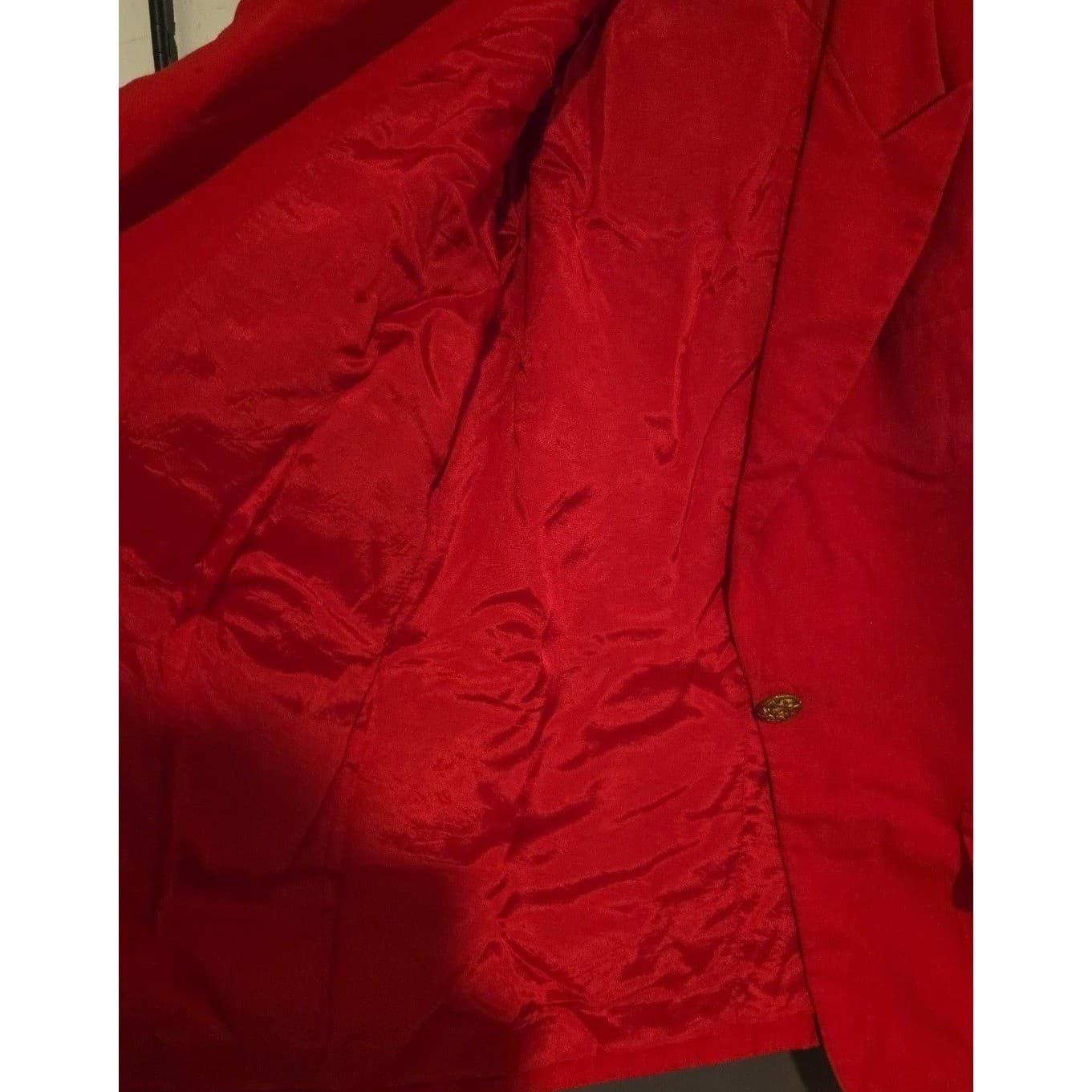 Lynn Greene Richard Neal Vintage Red Blazer, Gold Floral Button, Women's Size 12 - Thumbnail 8