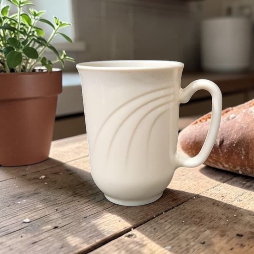 Arcoroc Cypress Coffee Mug, Vintage Off White Embossed Replacement Drinkware