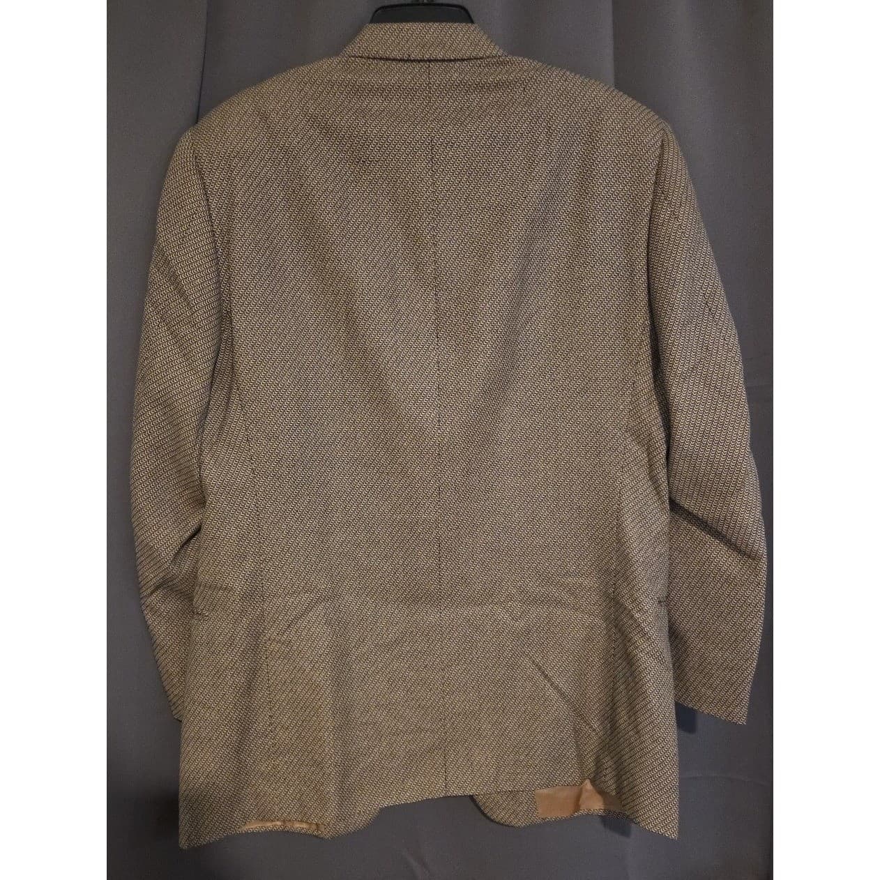 Linea Trussini Nuova Brown Micro Pattern Wool Blazer, Men's 40R Sport Coat - Thumbnail 4