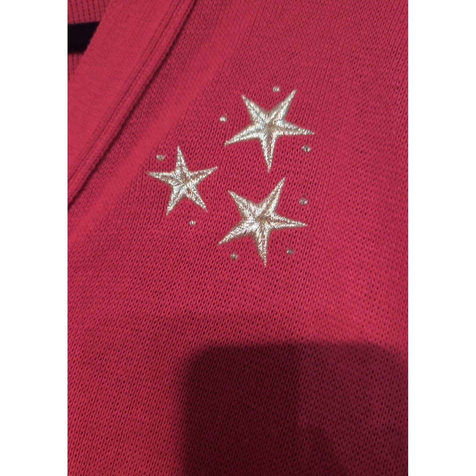 Bay Point Threads Red Star Embroidered Cardigan, Gold Buttons, Vtg Women's Large - Thumbnail 8