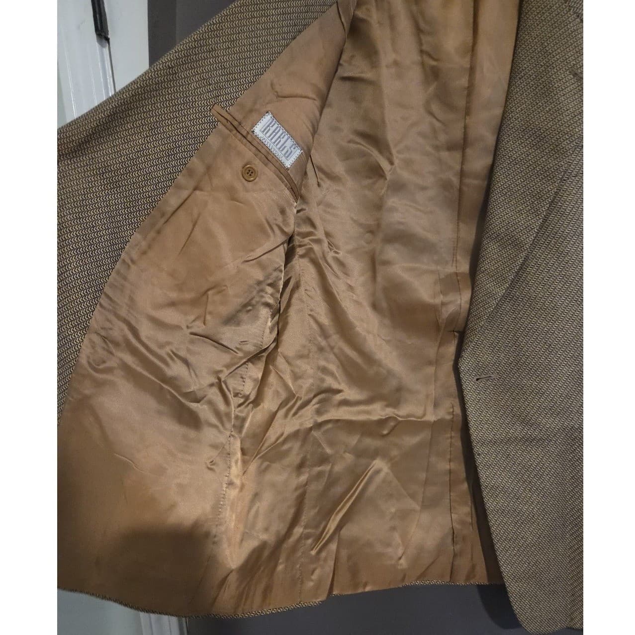 Linea Trussini Nuova Brown Micro Pattern Wool Blazer, Men's 40R Sport Coat - Thumbnail 8