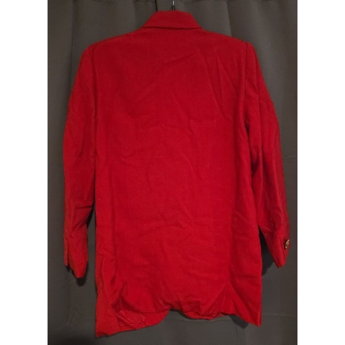 Lynn Greene Richard Neal Vintage Red Blazer, Gold Floral Button, Women's Size 12 - Thumbnail 4