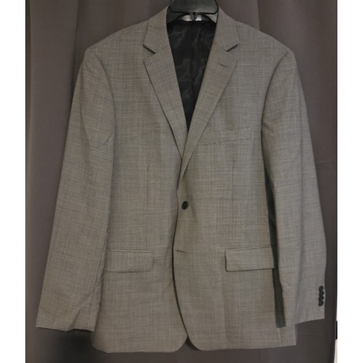 Perry Ellis Portfolio Grey Black Micro Houndstooth Two Button Blazer, Men's 42R - Thumbnail 3