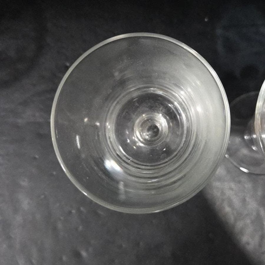 Wafer Stem Wine Goblets Set of 2, Vintage Pressed Glass, Mid-Century Stemware - Thumbnail 5