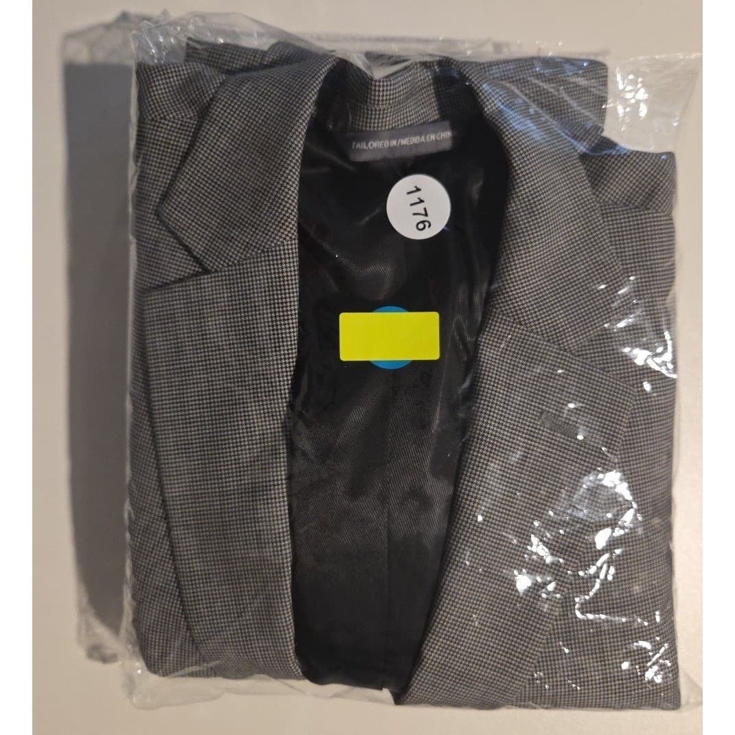 Perry Ellis Portfolio Grey Black Micro Houndstooth Two Button Blazer, Men's 42R - Thumbnail 10