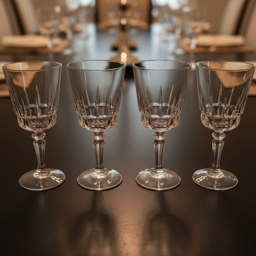 Lady Victoria Lead Crystal Wine Glasses, Set of 4, Vintage Stemware, Replacement