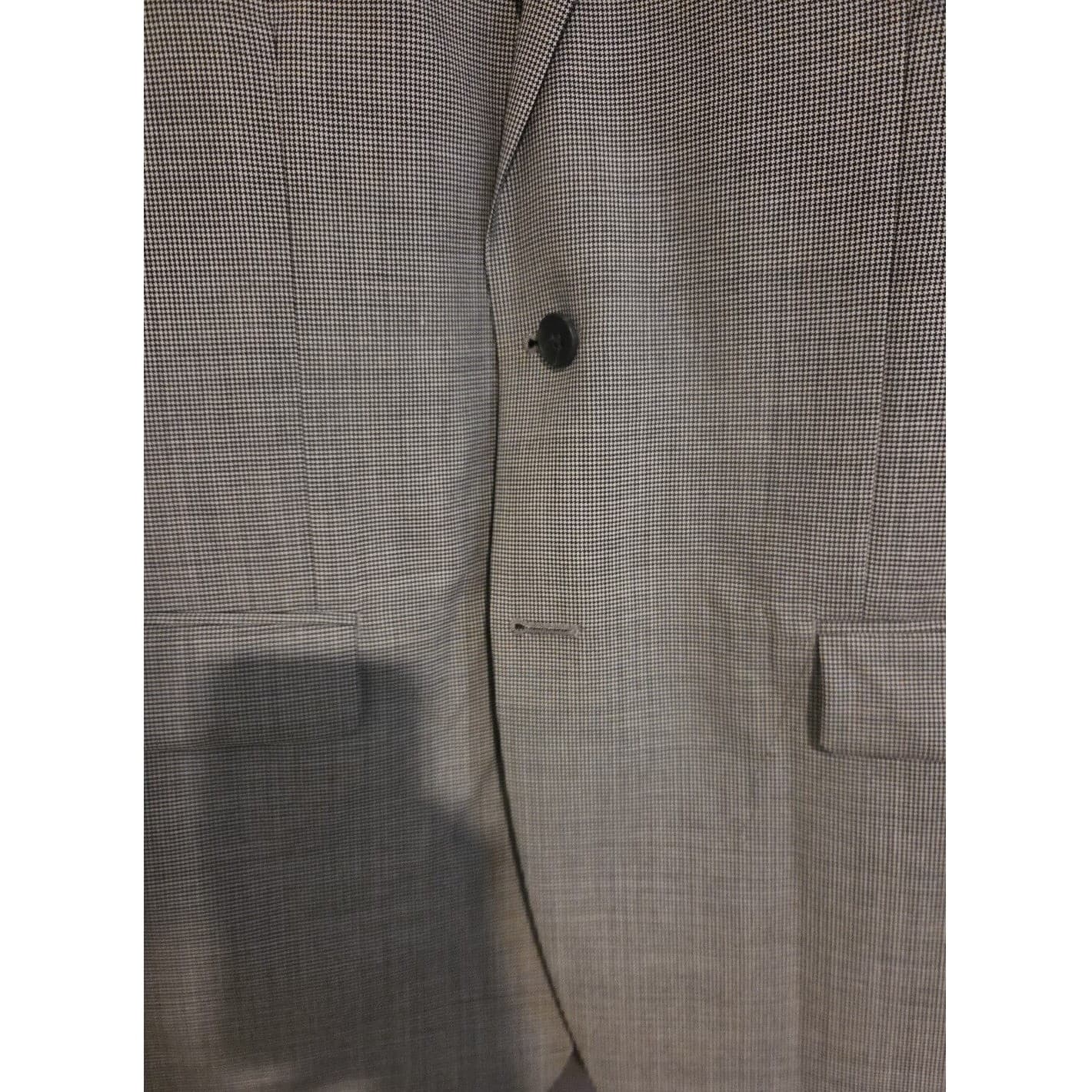 Perry Ellis Portfolio Grey Black Micro Houndstooth Two Button Blazer, Men's 42R - Thumbnail 6