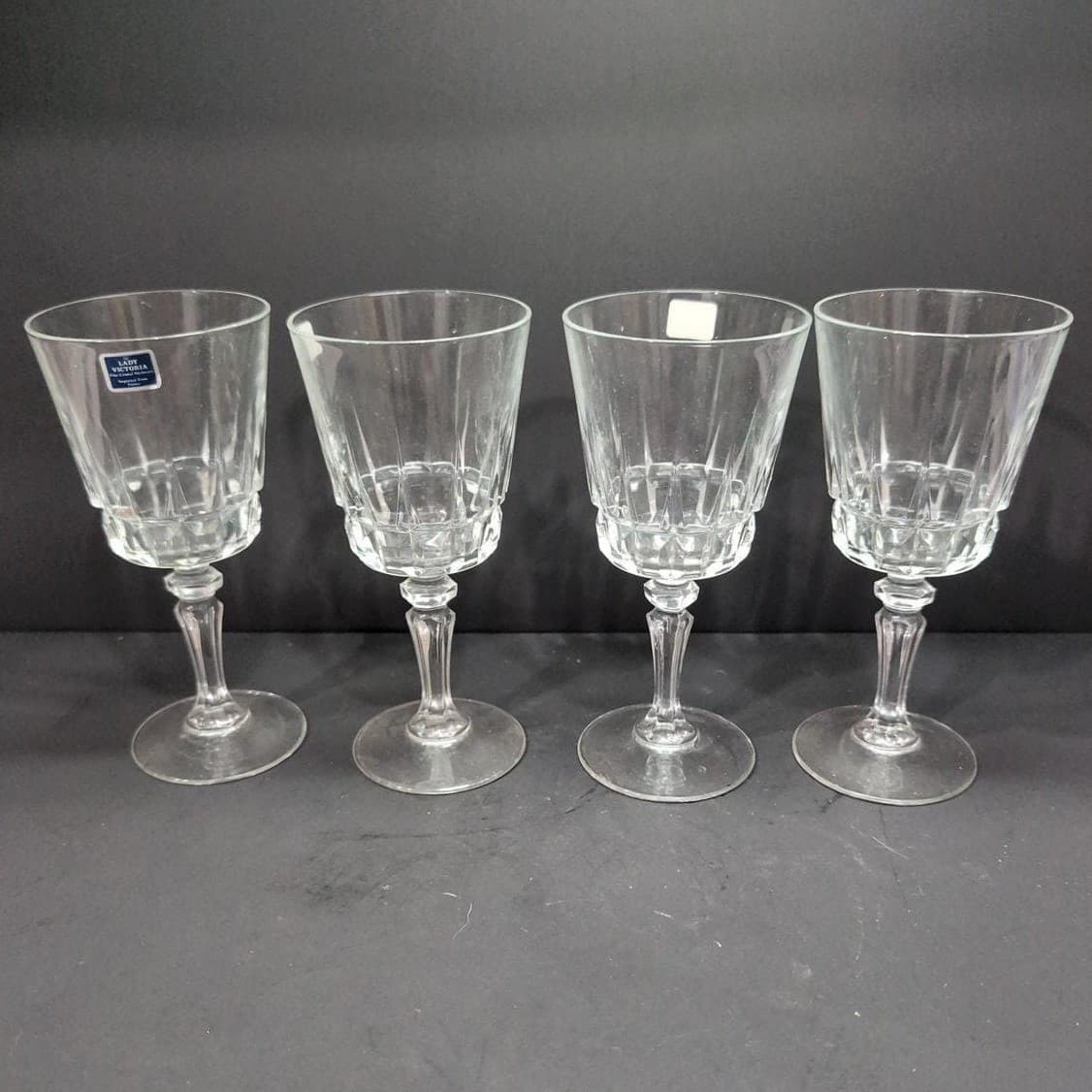 Lady Victoria Lead Crystal Wine Glasses, Set of 4, Vintage Stemware, Replacement - Thumbnail 2