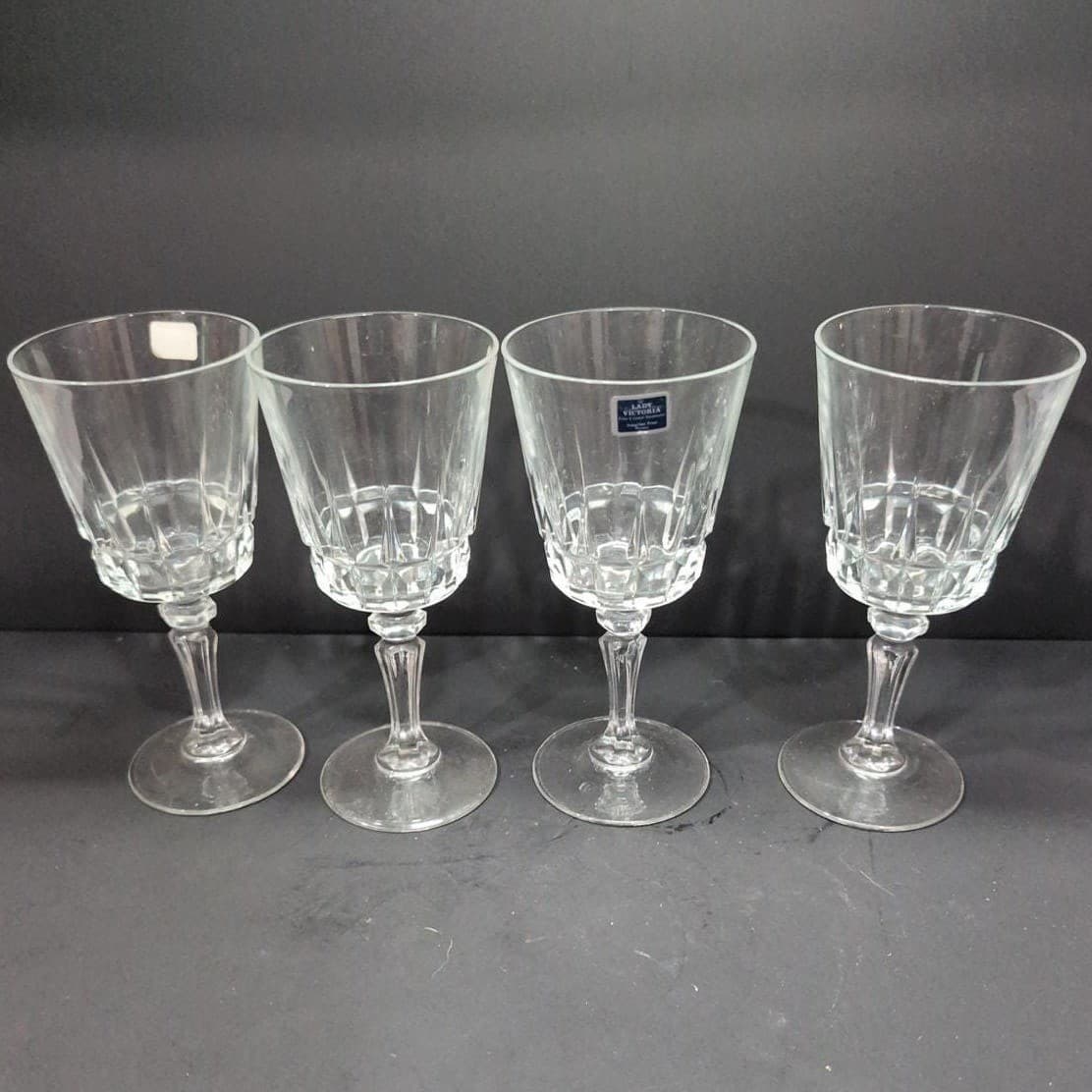 Lady Victoria Lead Crystal Wine Glasses, Set of 4, Vintage Stemware, Replacement - Thumbnail 4