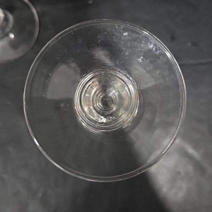 Wafer Stem Wine Goblets Set of 2, Vintage Pressed Glass, Mid-Century Stemware - Thumbnail 4