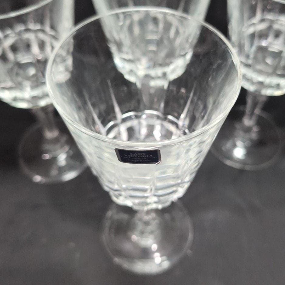 Lady Victoria Lead Crystal Wine Glasses, Set of 4, Vintage Stemware, Replacement - Thumbnail 6