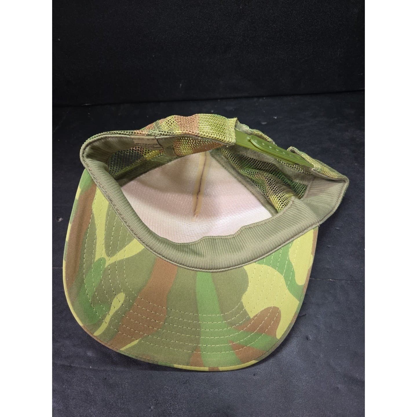HUNT For Knowledge Trucker Hat, Camo Mesh Snapback Cap, Green Tan Vintage Style - Thumbnail 6