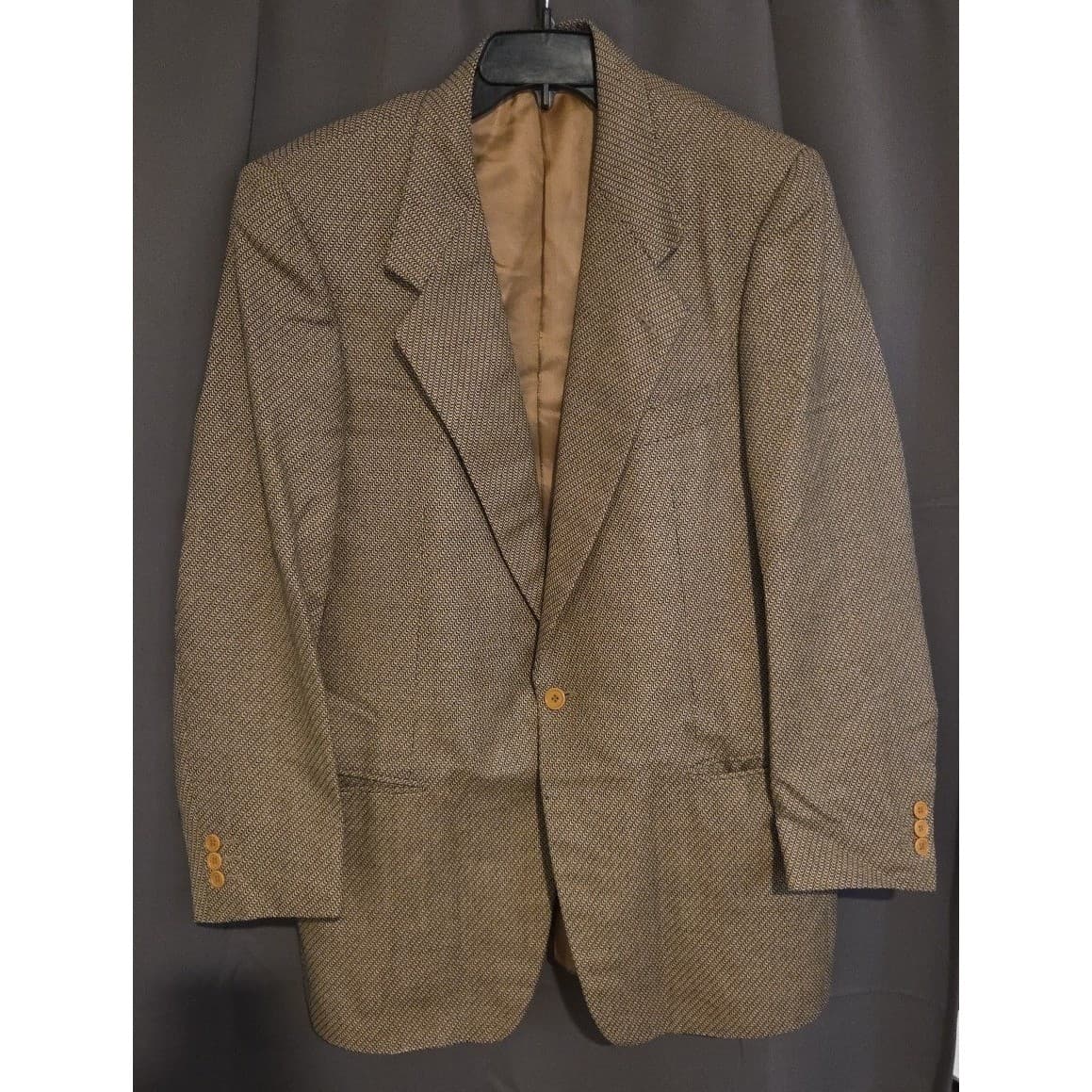 Linea Trussini Nuova Brown Micro Pattern Wool Blazer, Men's 40R Sport Coat - Thumbnail 3