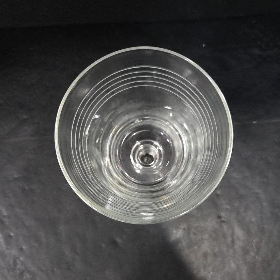 Etched Stripe Cocktail Goblet, Vintage Clear Pressed Stemware, Stacked Ball Stem - Thumbnail 5