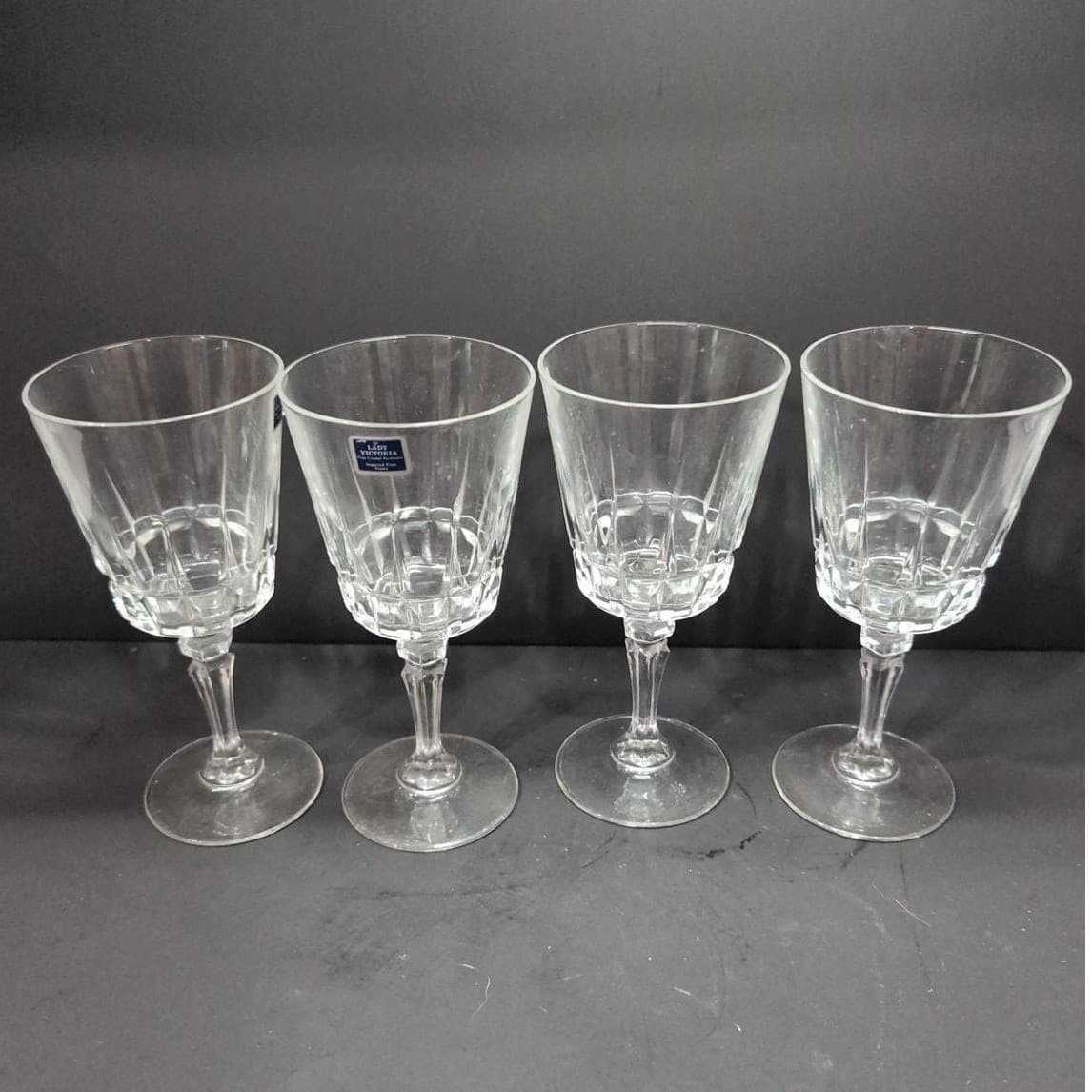 Lady Victoria Lead Crystal Wine Glasses, Set of 4, Vintage Stemware, Replacement - Thumbnail 5