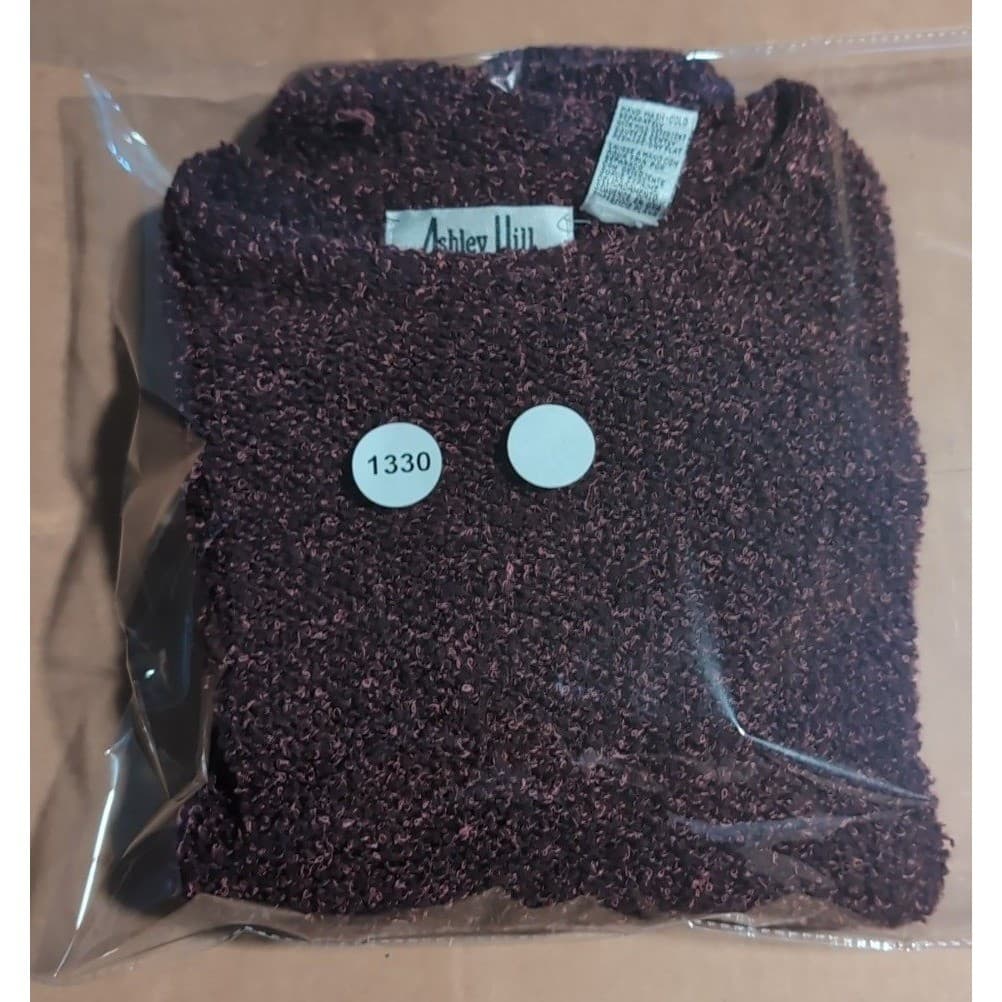 Ashley Hill Burgundy Plum Short Sleeve Knit Sweater, Ramie Blend, Women's Large - Thumbnail 7
