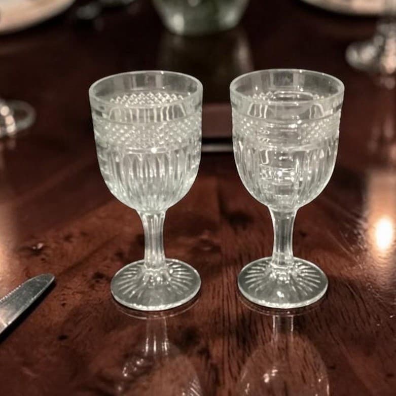 Libbey Radiant Clear Wine Glasses, Set of 2, Vintage Stemware, Water Goblets