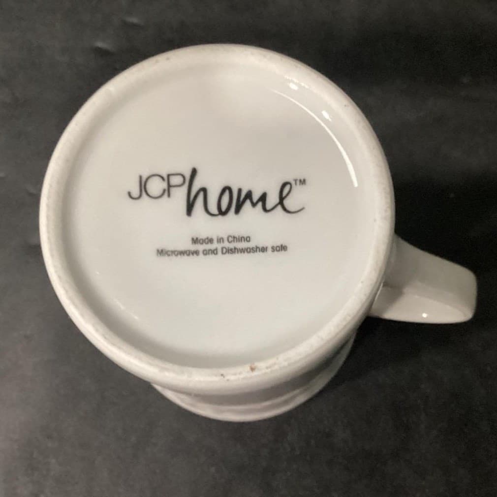 JCPenny Home White Coffee Cups, Set of 4, Vintage Inspired Patterned Mugs - Thumbnail 7