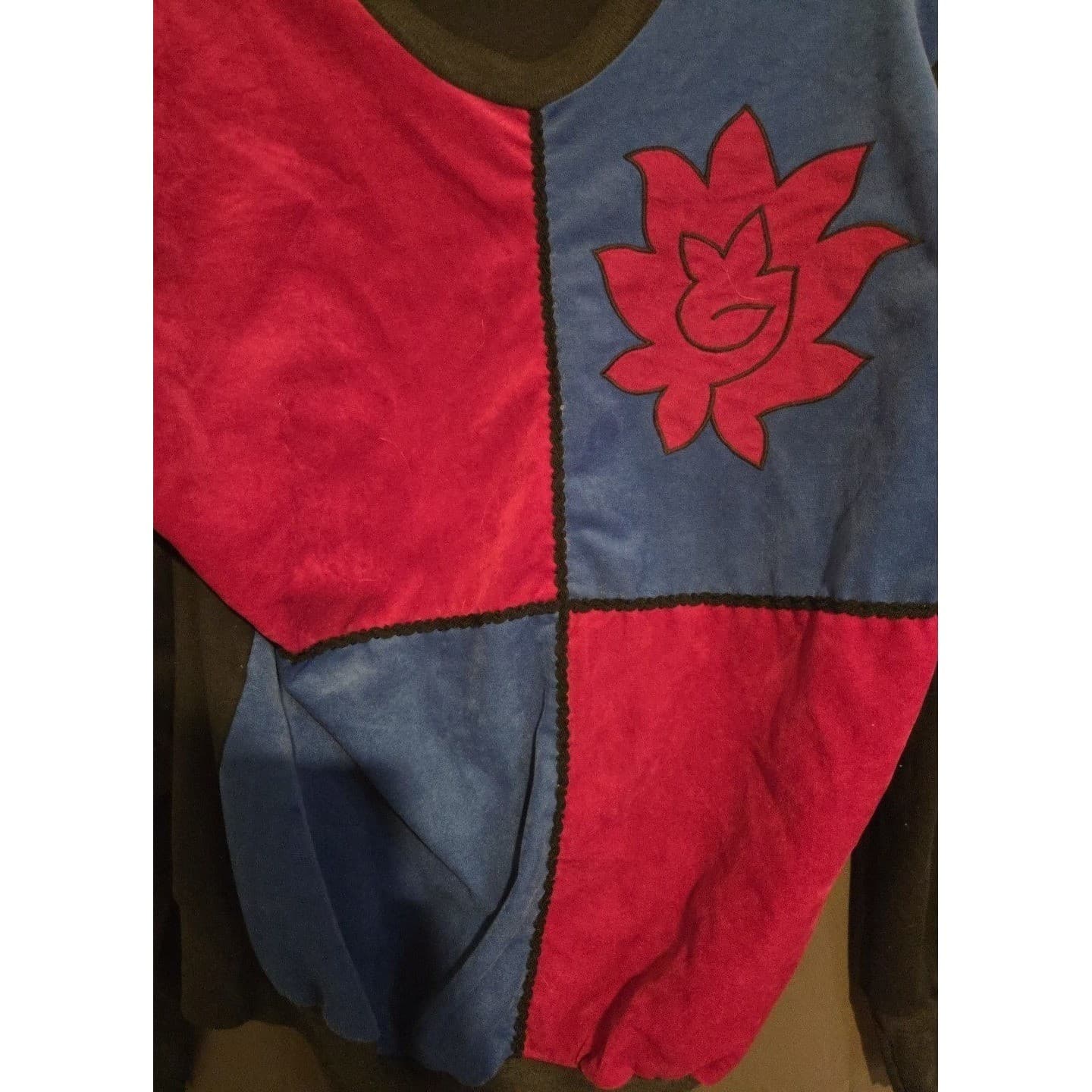 American Spectator Colorblock Graphic Sweatshirt, Blue Burgundy Black, Women's M - Thumbnail 5