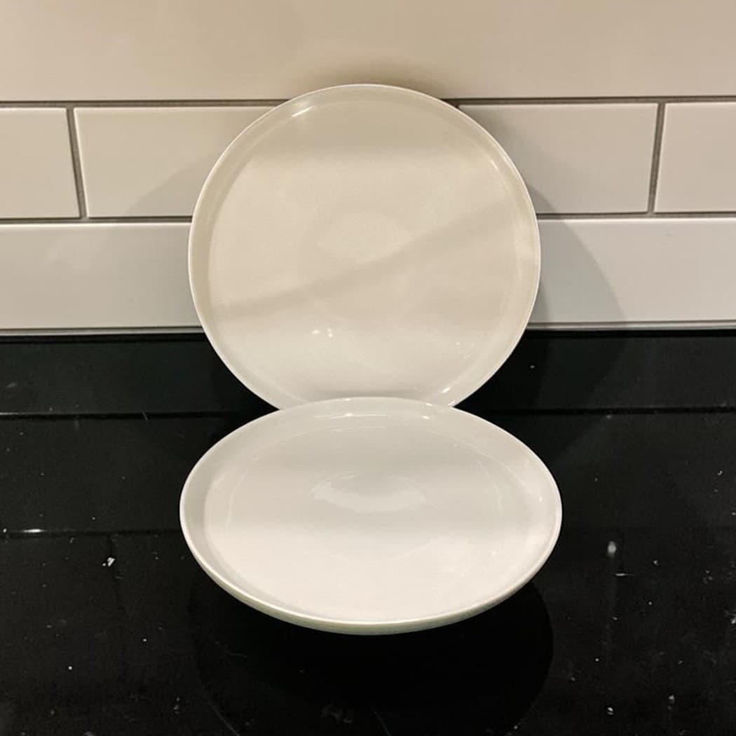 Dowan Cream Dinner Plates, Set of 2, Green Underside, Replacement Dinnerware