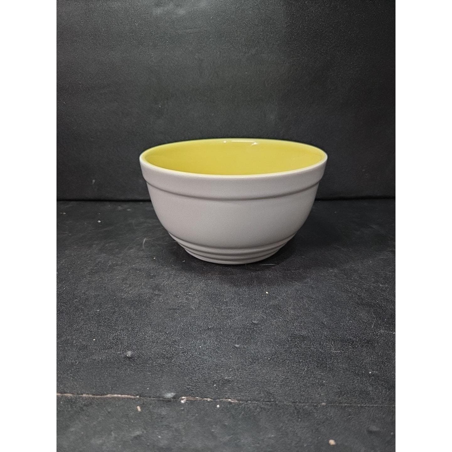 General Electric Refrigerator Bowl, Hall Ovenware Ceramic, Gray & Yellow Decor