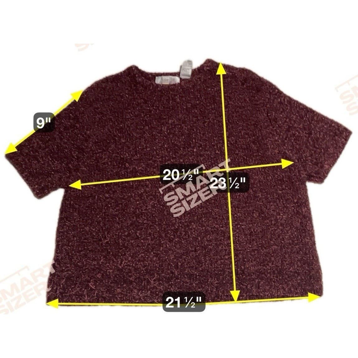 Ashley Hill Burgundy Plum Short Sleeve Knit Sweater, Ramie Blend, Women's Large - Thumbnail 2