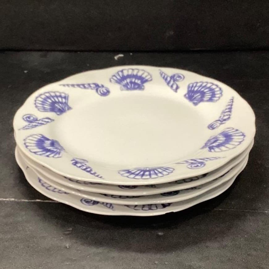 Allied Designs Seashore Luncheon Plates, Set of 4, Vintage Blue & White Design - Thumbnail 6