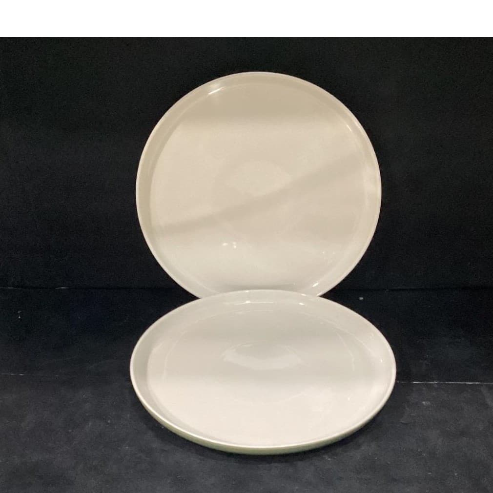 Dowan Cream Dinner Plates, Set of 2, Green Underside, Replacement Dinnerware - Thumbnail 2