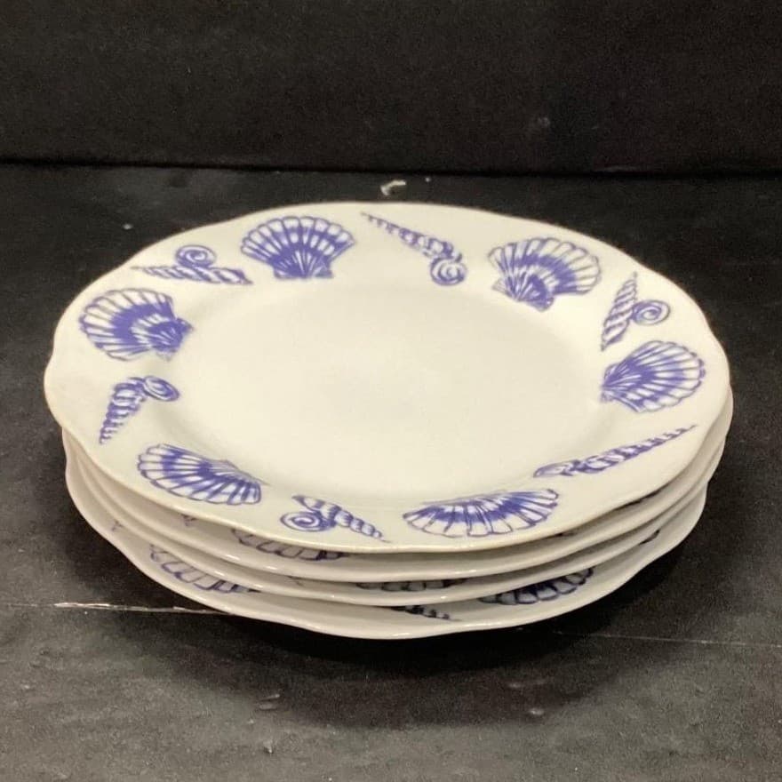 Allied Designs Seashore Luncheon Plates, Set of 4, Vintage Blue & White Design - Thumbnail 7