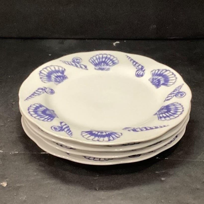 Allied Designs Seashore Luncheon Plates, Set of 4, Vintage Blue & White Design - Thumbnail 8