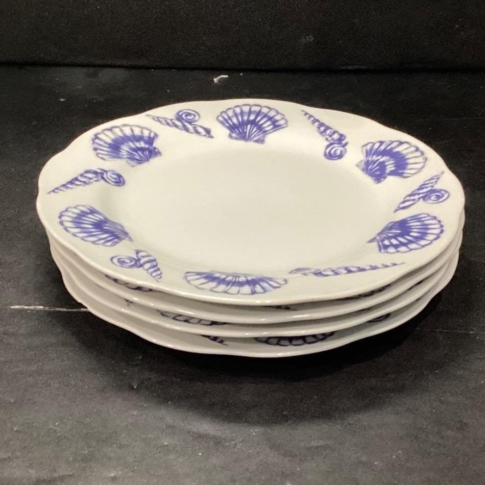 Allied Designs Seashore Luncheon Plates, Set of 4, Vintage Blue & White Design - Thumbnail 5