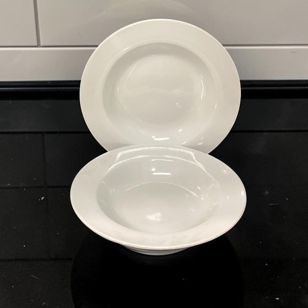 Avenue Fine Porcelain Soup Bowls #4694, Set of 2, Modern White Dinnerware