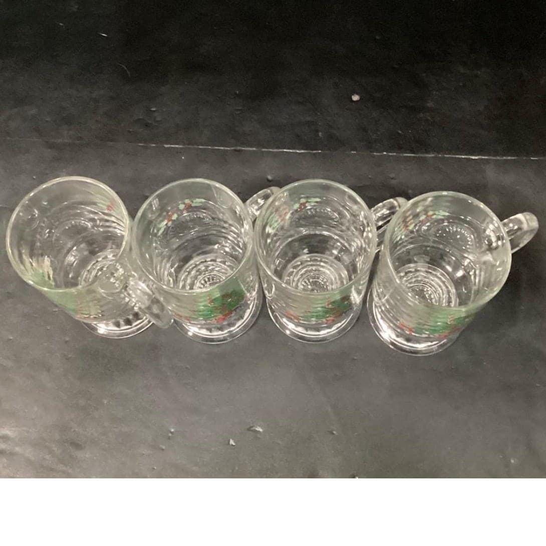 Tienshan Christmas Tree Irish Coffee Mugs, Set of 4, Vintage Footed Glassware - Thumbnail 7