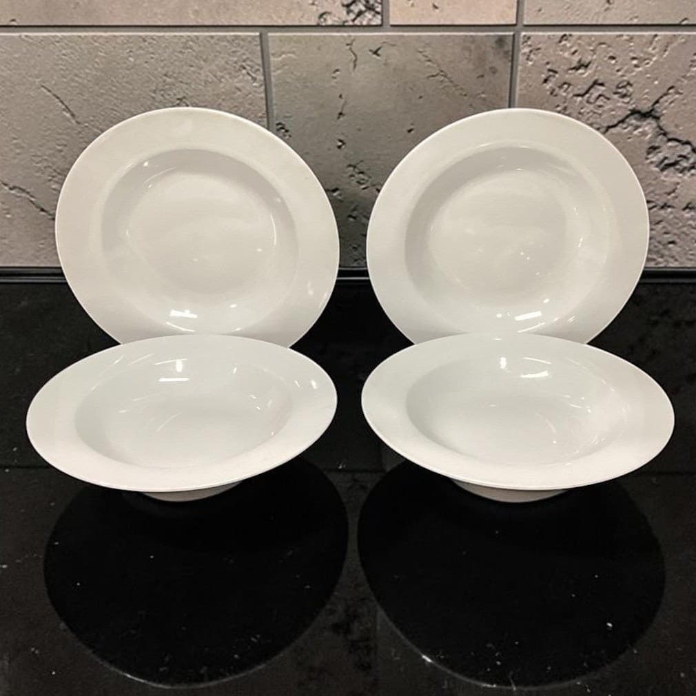 Avenue Fine Porcelain Soup Bowls #4694, Set of 4, Modern White Dinnerware