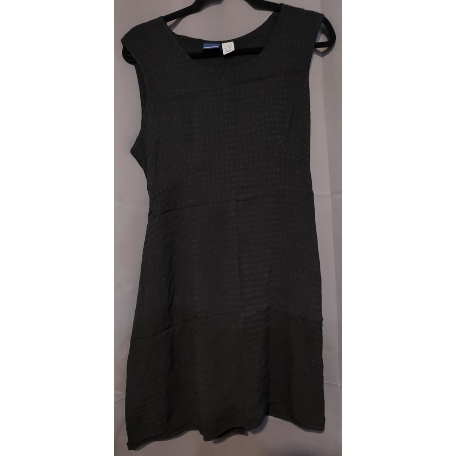 Honors Black Textured Check Sleeveless Tie Back Shift Dress, Women's Large, VTG - Thumbnail 3