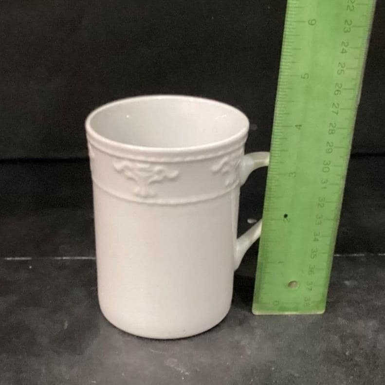 JCPenny Home White Coffee Cups, Set of 2, Vintage Inspired Patterned Mugs - Thumbnail 8