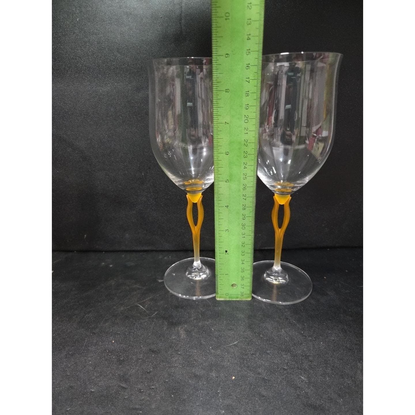 Mikasa Crystal Tuscan Wine Glasses, Yellow Stem Water Glass, Set of 2, Art Deco - Thumbnail 8