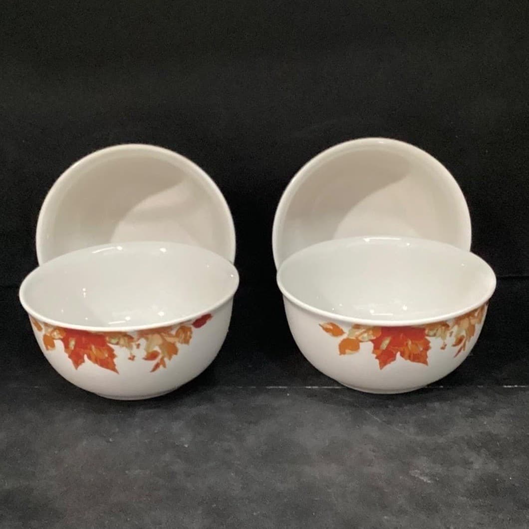 Royal Norfolk Autumn Leaves Cereal Bowls, Set of 4, Vintage Fall Dinnerware - Thumbnail 2