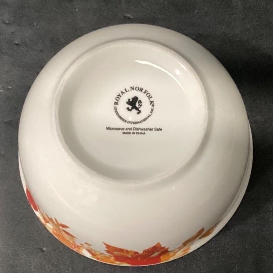 Royal Norfolk Autumn Leaves Cereal Bowls, Set of 4, Vintage Fall Dinnerware - Thumbnail 5