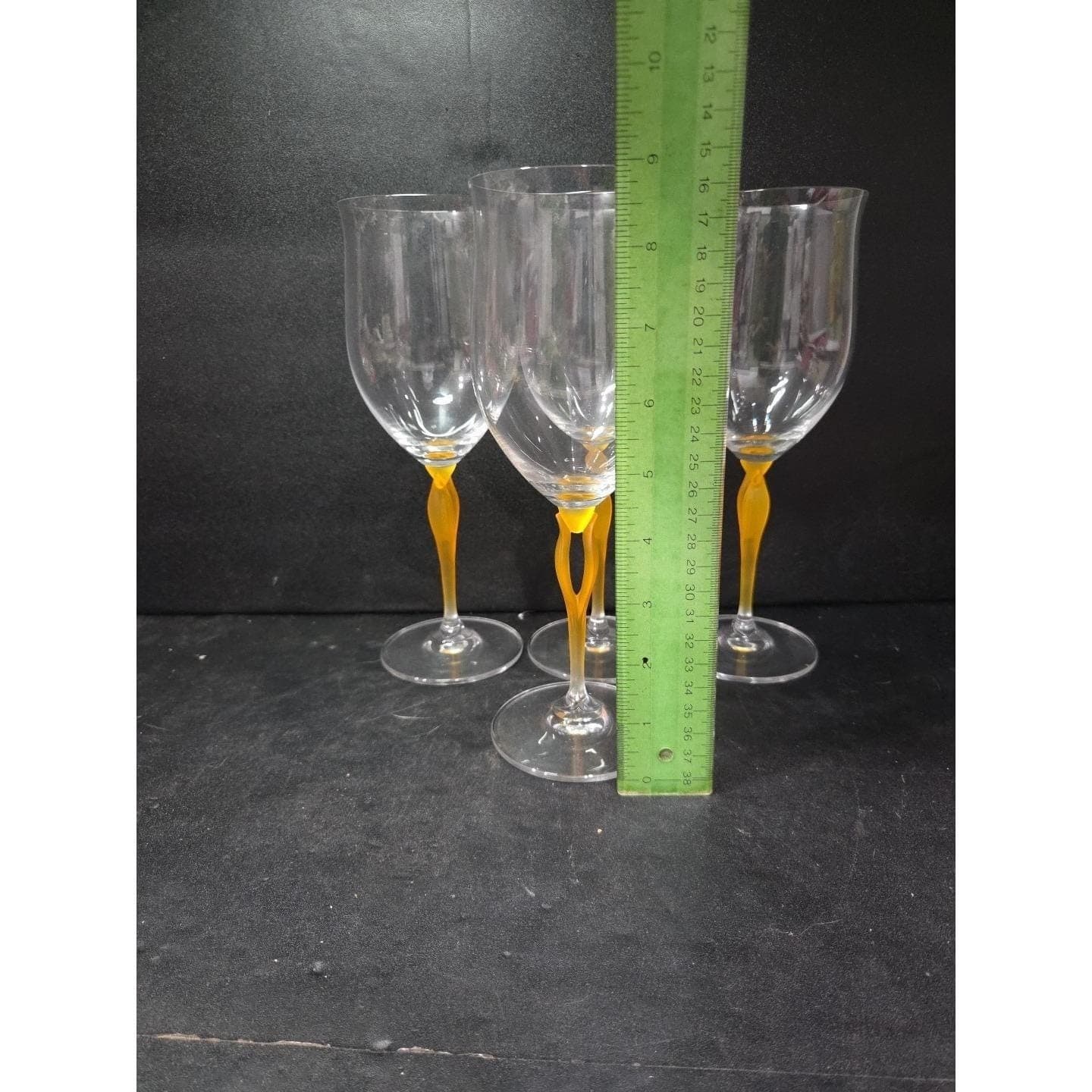 Mikasa Crystal Tuscan Wine Glasses, Yellow Stem, Set of 4, Art Deco Drinkware - Thumbnail 8