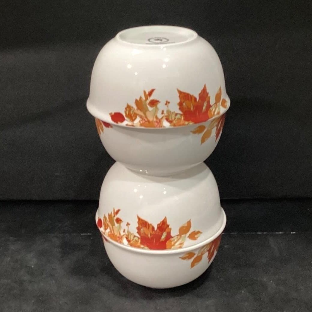 Royal Norfolk Autumn Leaves Cereal Bowls, Set of 4, Vintage Fall Dinnerware - Thumbnail 9