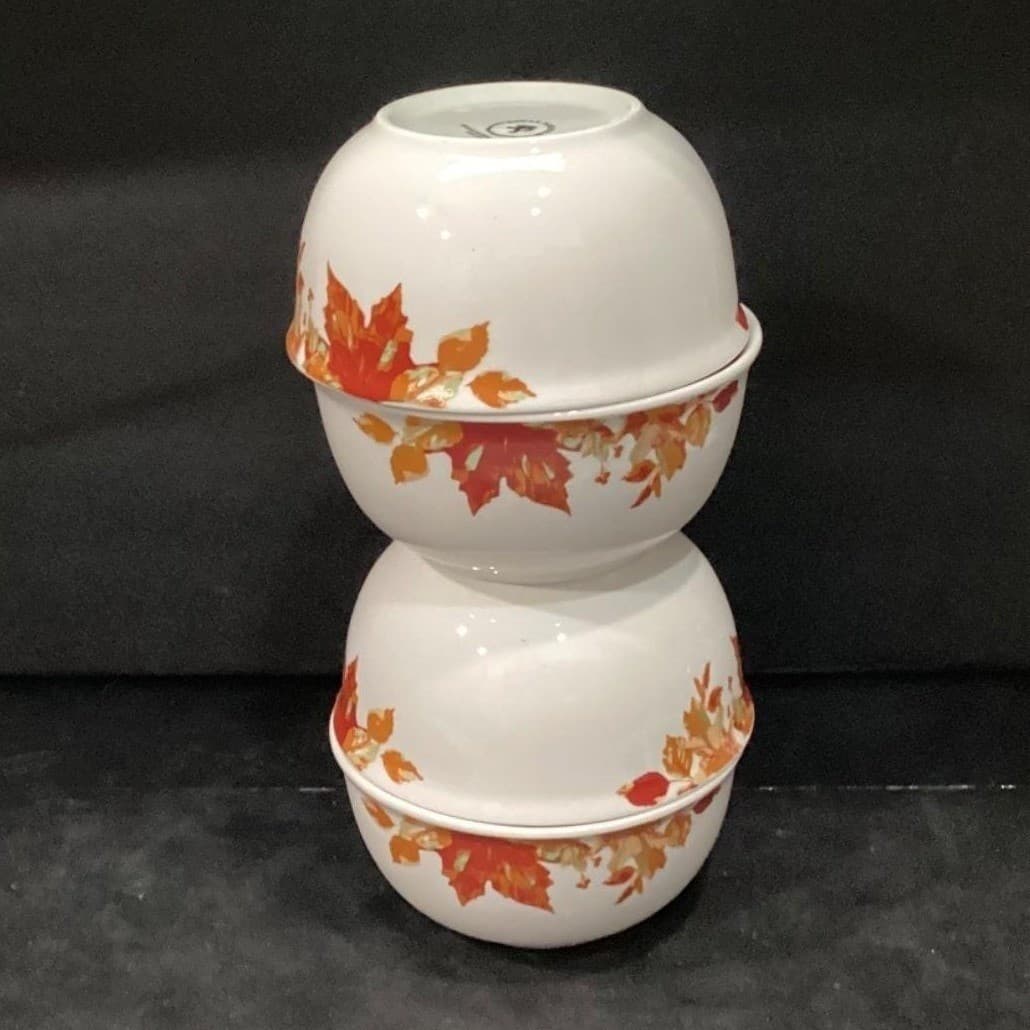 Royal Norfolk Autumn Leaves Cereal Bowls, Set of 4, Vintage Fall Dinnerware - Thumbnail 8