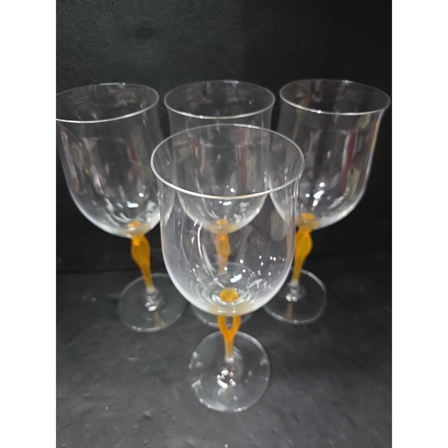 Mikasa Crystal Tuscan Wine Glasses, Yellow Stem, Set of 4, Art Deco Drinkware - Thumbnail 5